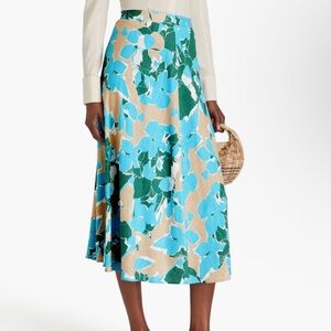 DVF Florencia floral-print slub woven midi skirt